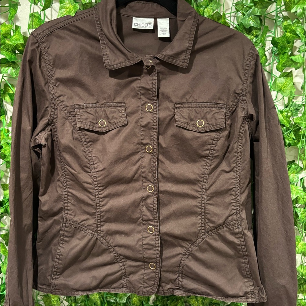 Chico's Utility Jacket in Rich Brown